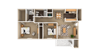 2 Bedroom 2 Bathroom, 987 sq ft, Heron floorplan 2 Bedroom 2 Bathroom, 987 sq ft, Heron floorplan at Bexley Village, Indiana